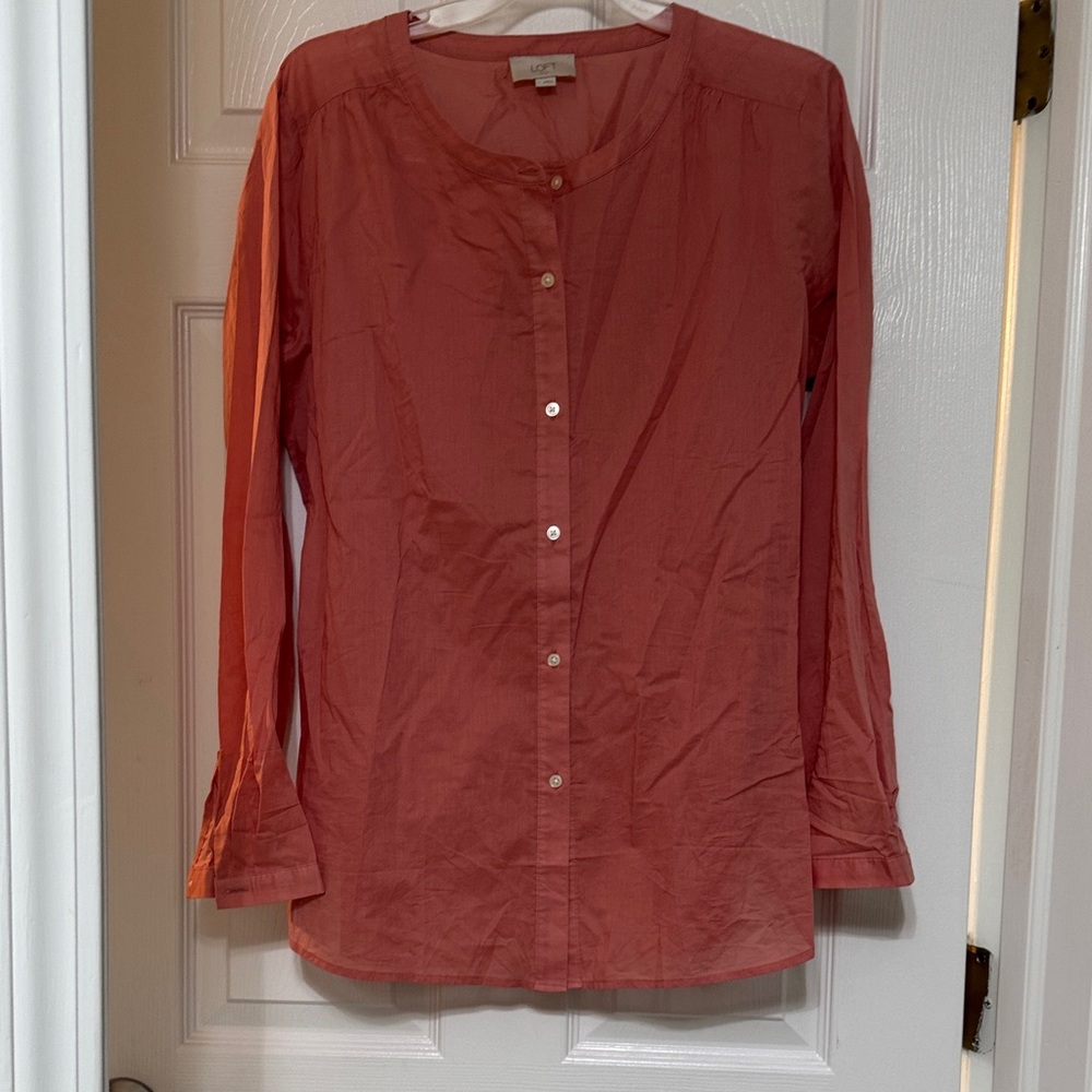 LOFT Coral Button-Down Shirt